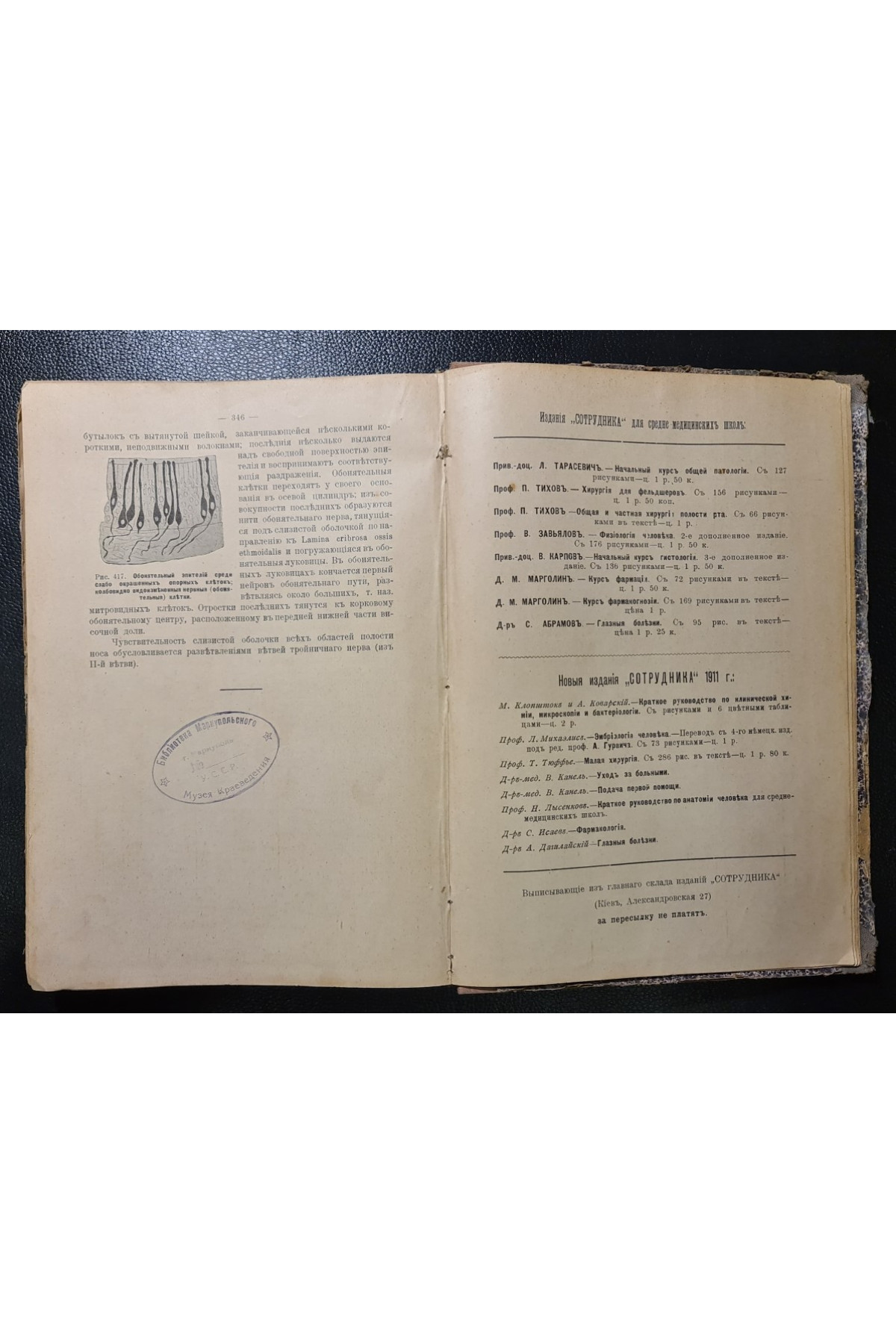 Краткий учебник анатомии человека 1911 год.  Автор: Д-р Ал. Гурвич.