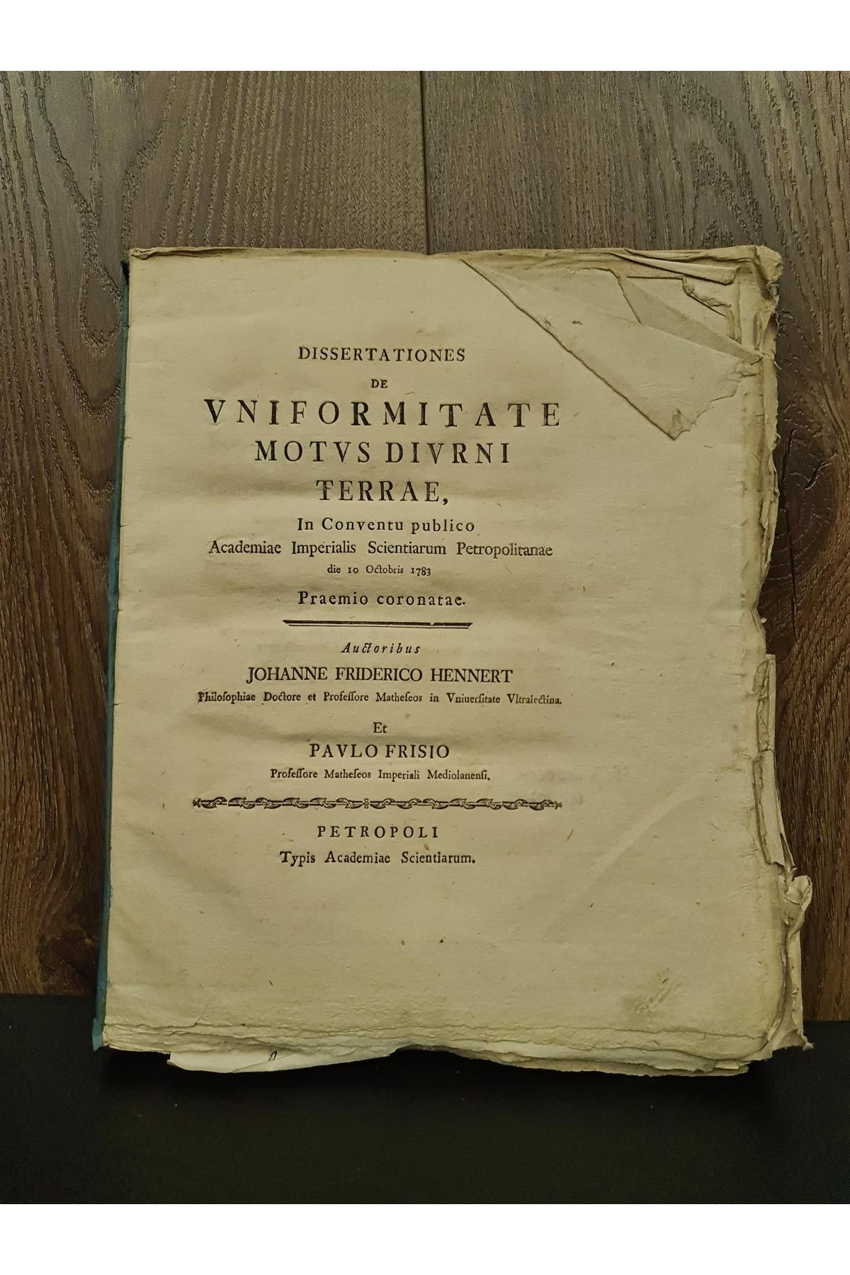 1783 г. Диссертации о равномерности суточного вращения Земли