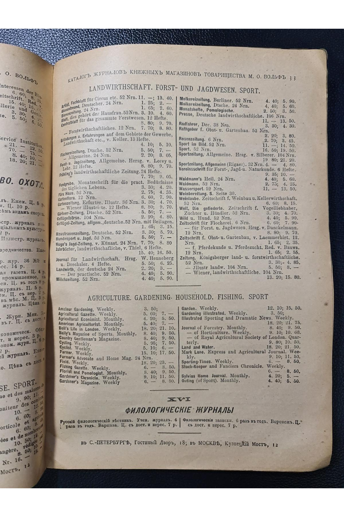 1902 г. ﻿ Каталог газет и журналов книжных магазинов Товарищества М. О. Вольф 