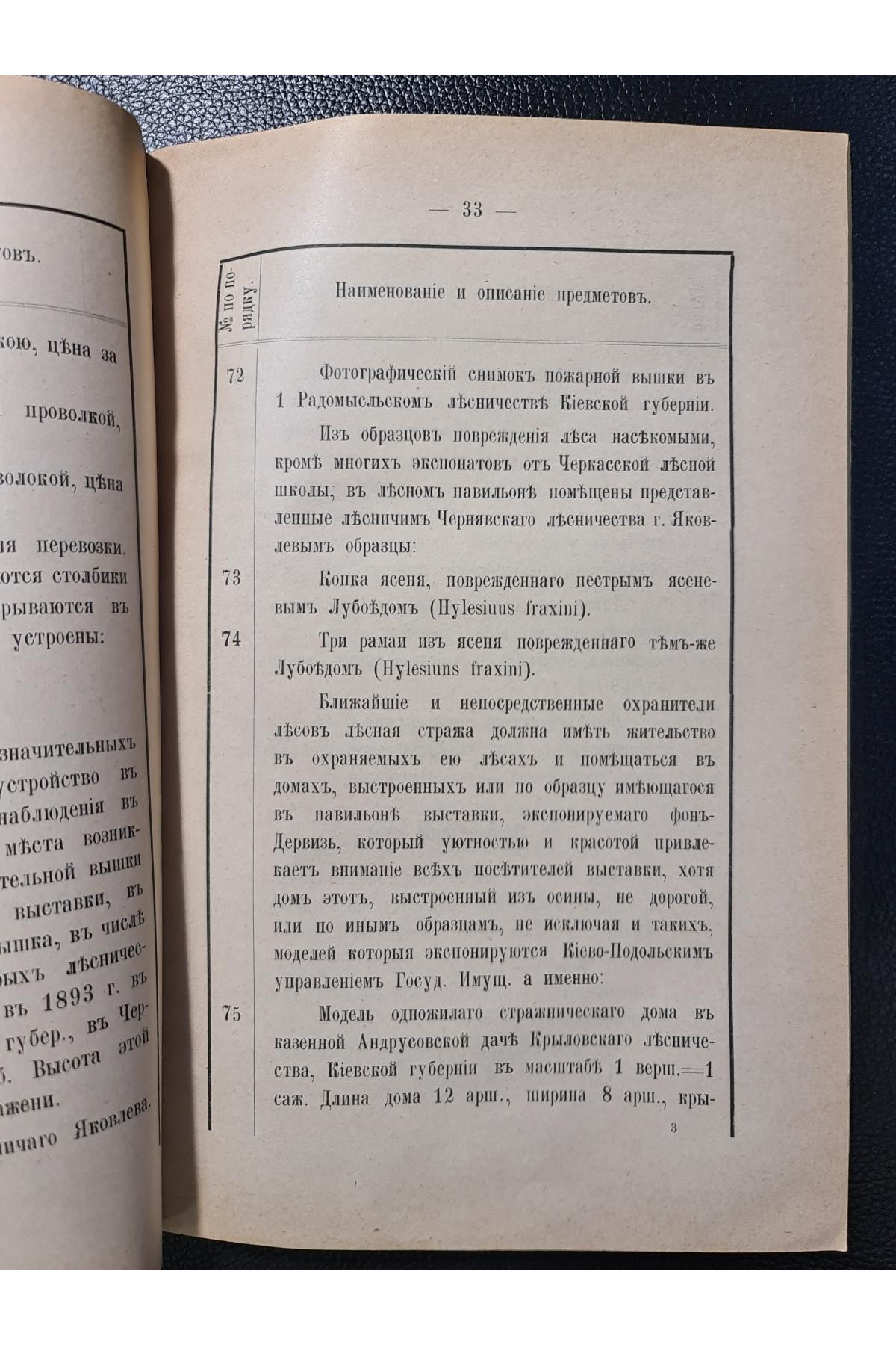 1897 г. Перечень и описание экспонатов Лесного отдела Сельско-Хозяйственной и Промышленной выставки, открытой 8-го Июля 1897 года в г. Киевѣ