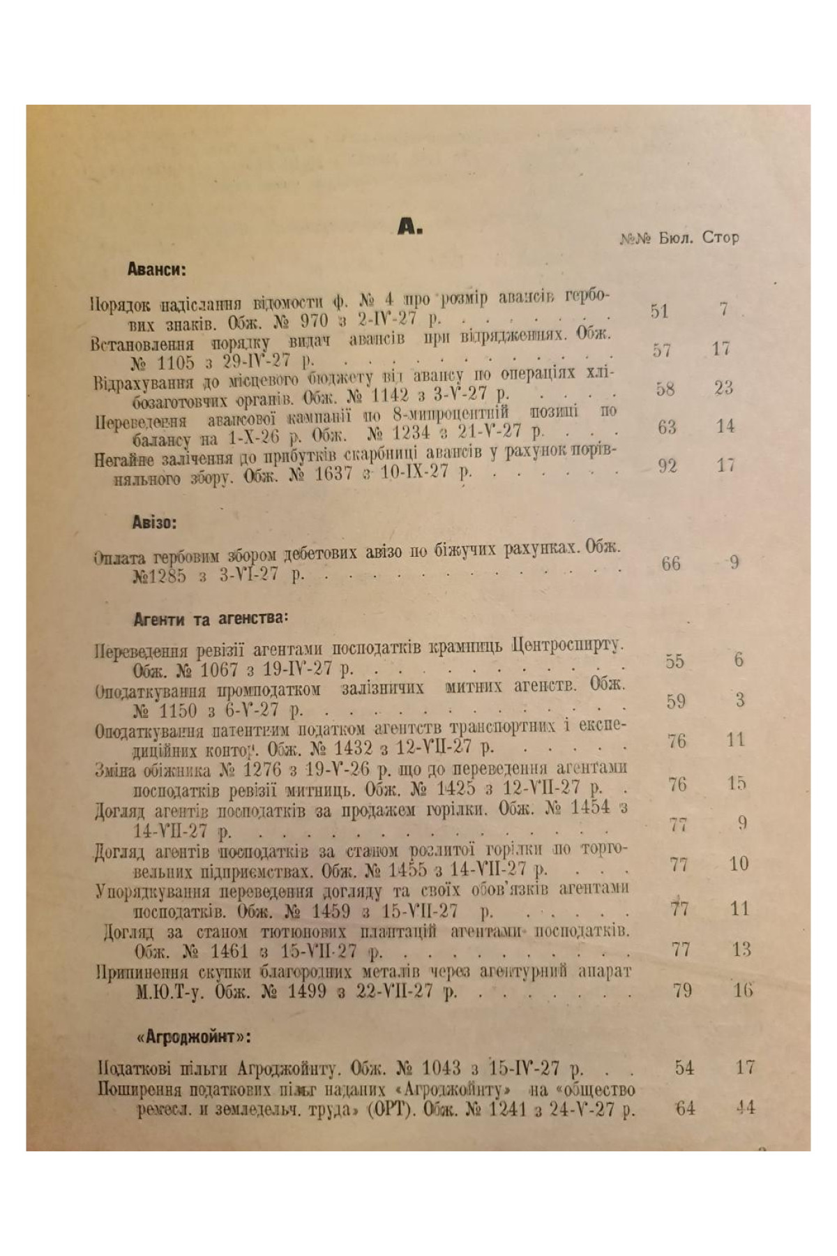  1927 р. Абетковий прикметний покажник